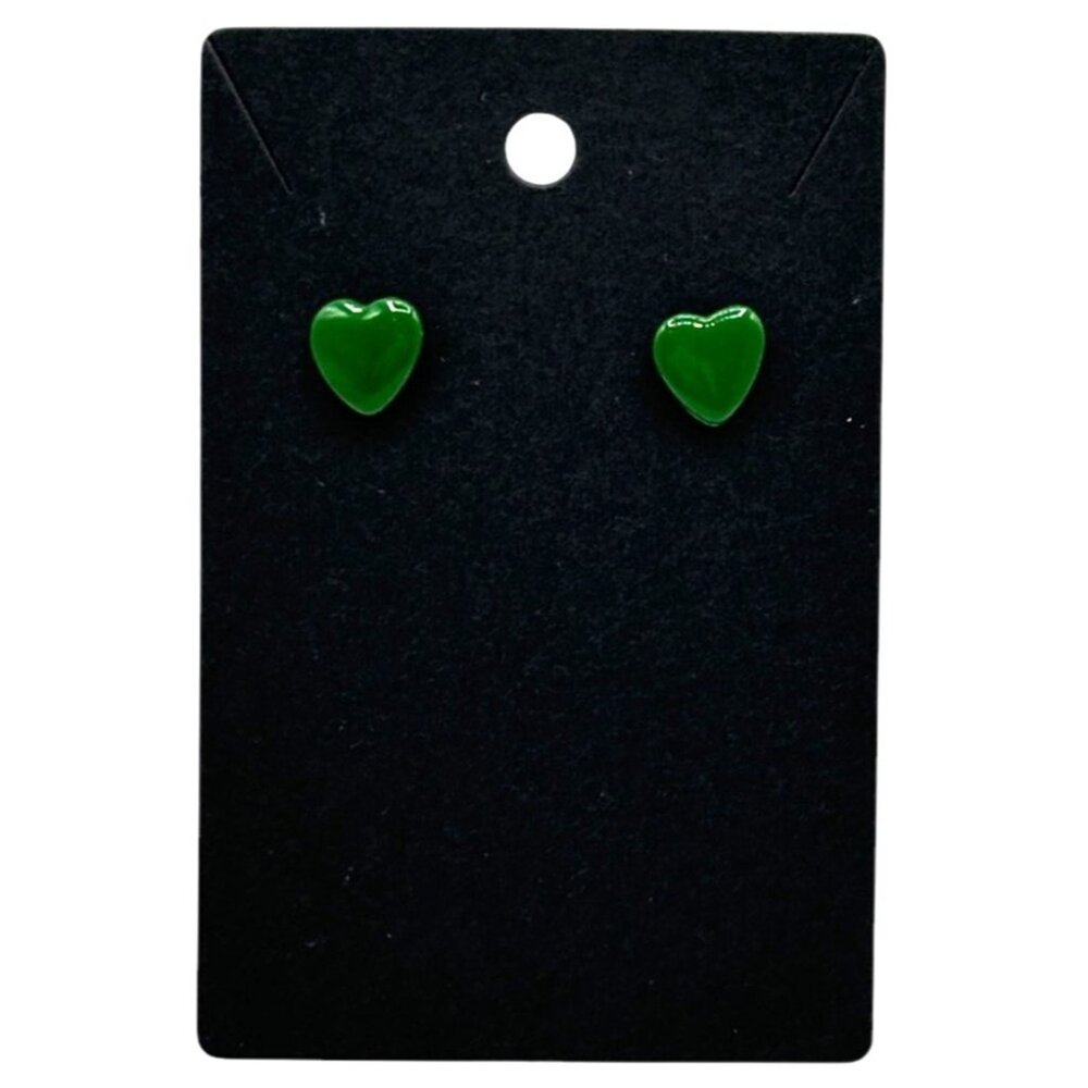 Green Heart Shaped Stud Earrings Women Girls Posts Lightweight Fashion Jewelry
